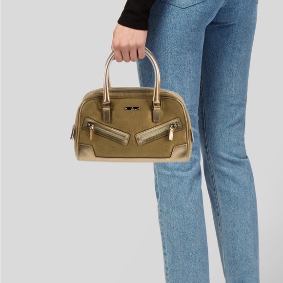 Vintage Gucci GG Canvas with Leather Bowling Satchel Bag 000 0852 2123  VGUC - Picture 2 of 16